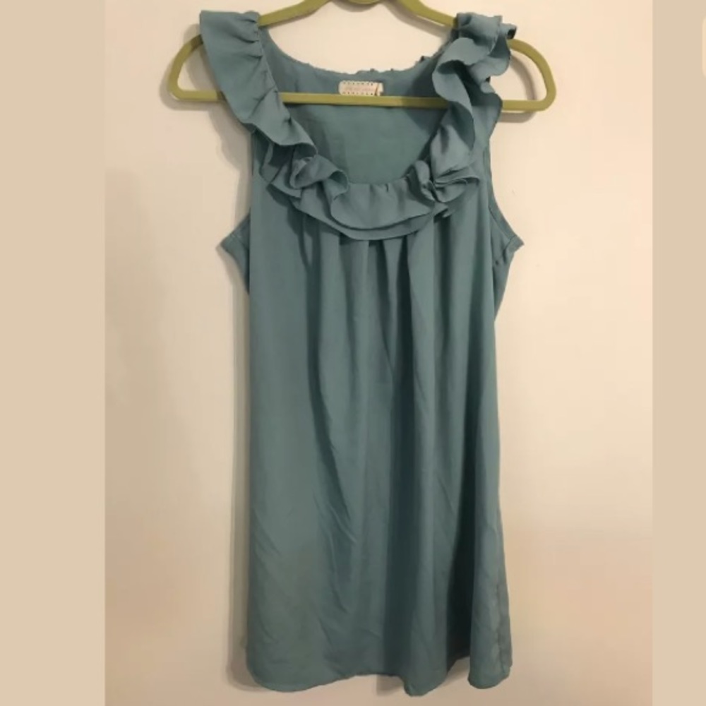 Pins and needles ruffle collar mini dress lg blue
